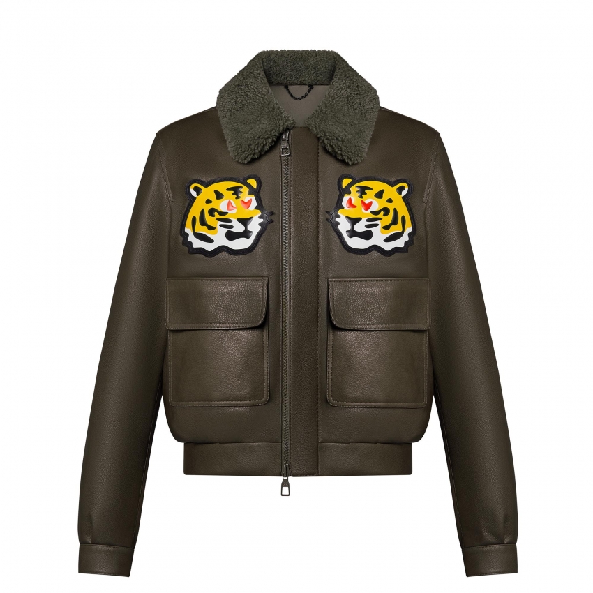Louis Vuitton Leather Blouson With Tiger Patches in Green - Men - Ready-to-Wear 1A9GAG