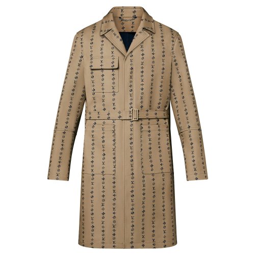 Louis Vuitton Monogram Stripes Belted Coat in Beige - Men - Ready-to-Wear 1A9GBI