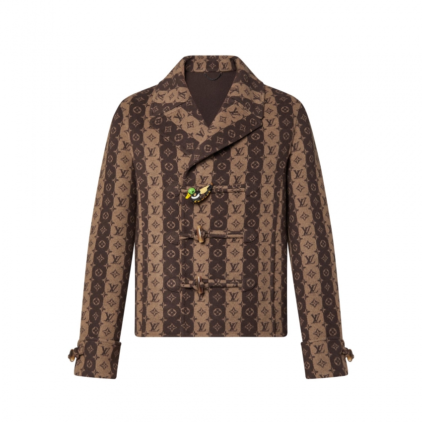 Louis Vuitton Monogram Trunkstripes Cropped Peacoat in Brown - Men - Ready-to-Wear 1A9GDQ