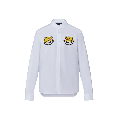 Louis Vuitton Printed Tigers Mandarin Collar Shirt in White - Men - Ready-to-Wear 1A9GFJ