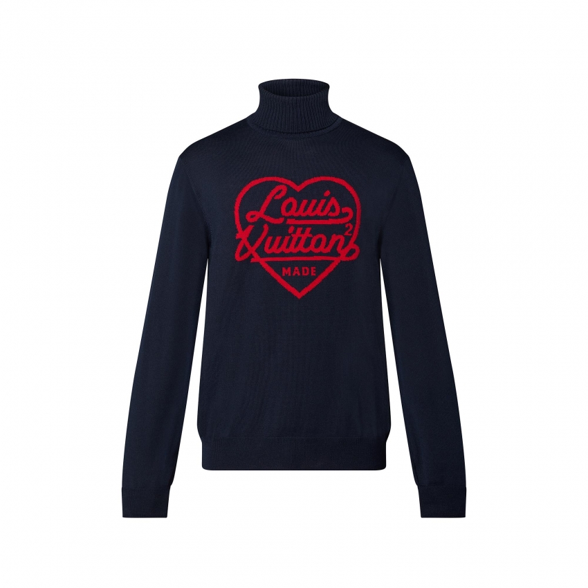 Louis Vuitton Intarsia Heart Turtle Neck in Blue - Men - Ready-to-Wear 1A9GRB