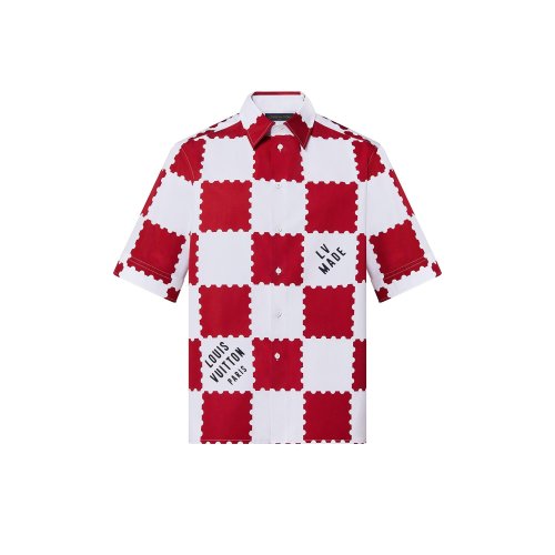 Louis Vuitton Giant Damier Short-Sleeved Shirt in Red - Men - Ready-to-Wear 1A9GS0