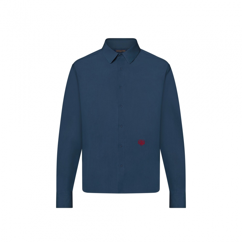 Louis Vuitton Embroidered Heart Long Sleeve Shirt in Blue - Men - Ready-to-Wear 1A9GSH