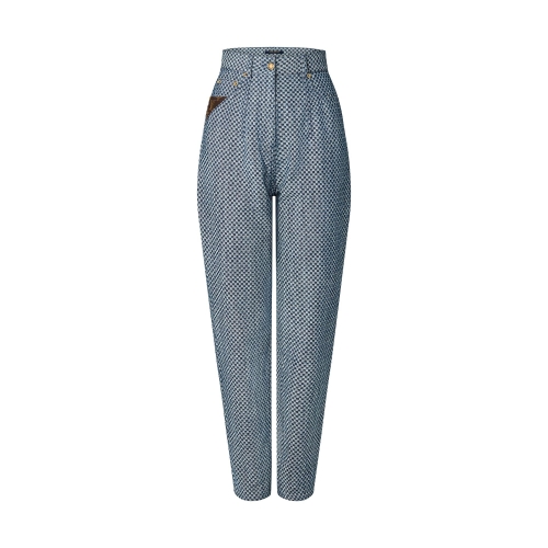 Louis Vuitton Mini Checkerboard Denim Carrot Pants in Blue - Women - Ready-to-Wear 1A9KU1