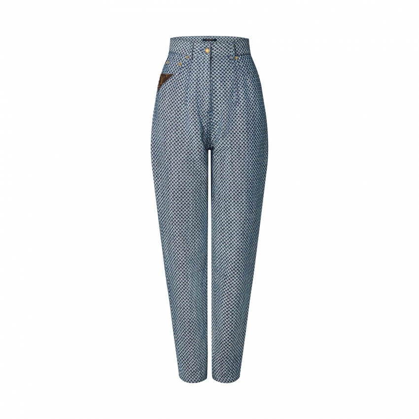 Louis Vuitton Mini Checkerboard Denim Carrot Pants in Blue - Women - Ready-to-Wear 1A9KU1