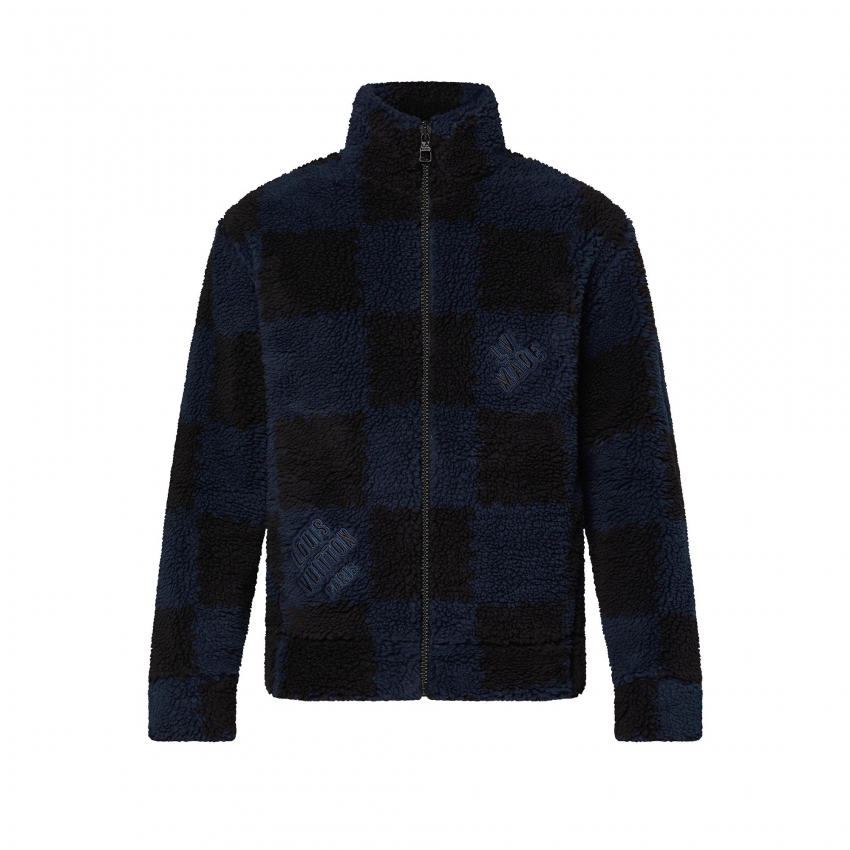 Louis Vuitton Jacquard Damier Fleece Blouson in Blue - Men - Ready-to-Wear 1A9M81