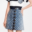 Louis Vuitton Monogram Jacquard Denim A-Line Skirt in Blue - New - For Women 1A9NK6