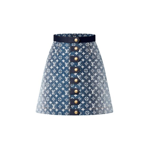 Louis Vuitton Monogram Jacquard Denim A-Line Skirt in Blue - New - For Women 1A9NK6