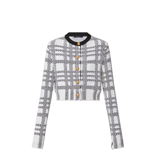 Louis Vuitton Graphic Knit Cropped Cardigan in White - Women - Ready-to-Wear 1A9NOZ