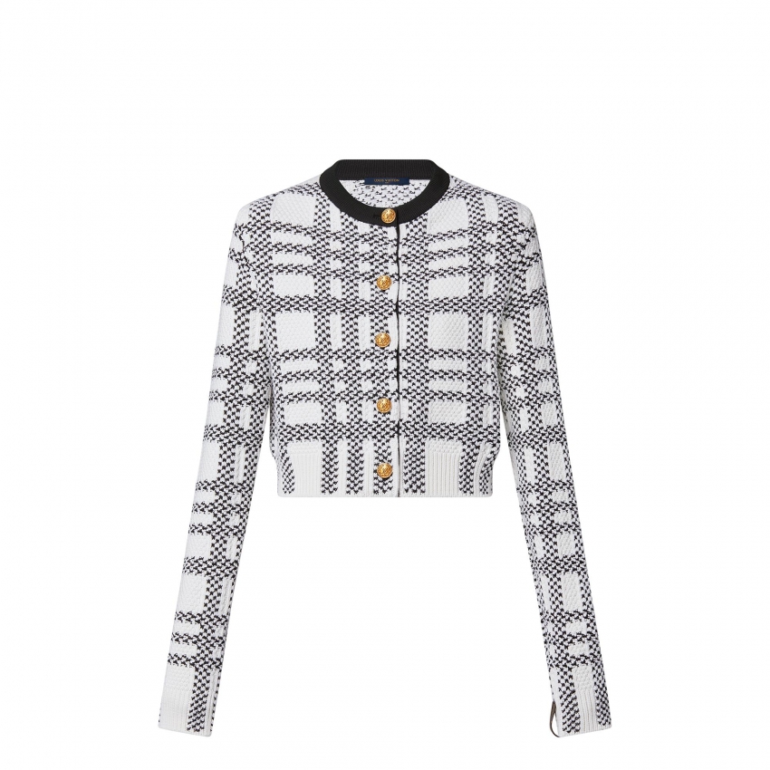 Louis Vuitton Graphic Knit Cropped Cardigan in White - Women - Ready-to-Wear 1A9NOZ