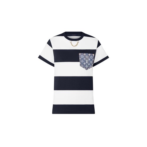 Louis Vuitton Striped Monogram Pocket T-Shirt in Blue - Women - Ready-to-Wear 1A9NZ1