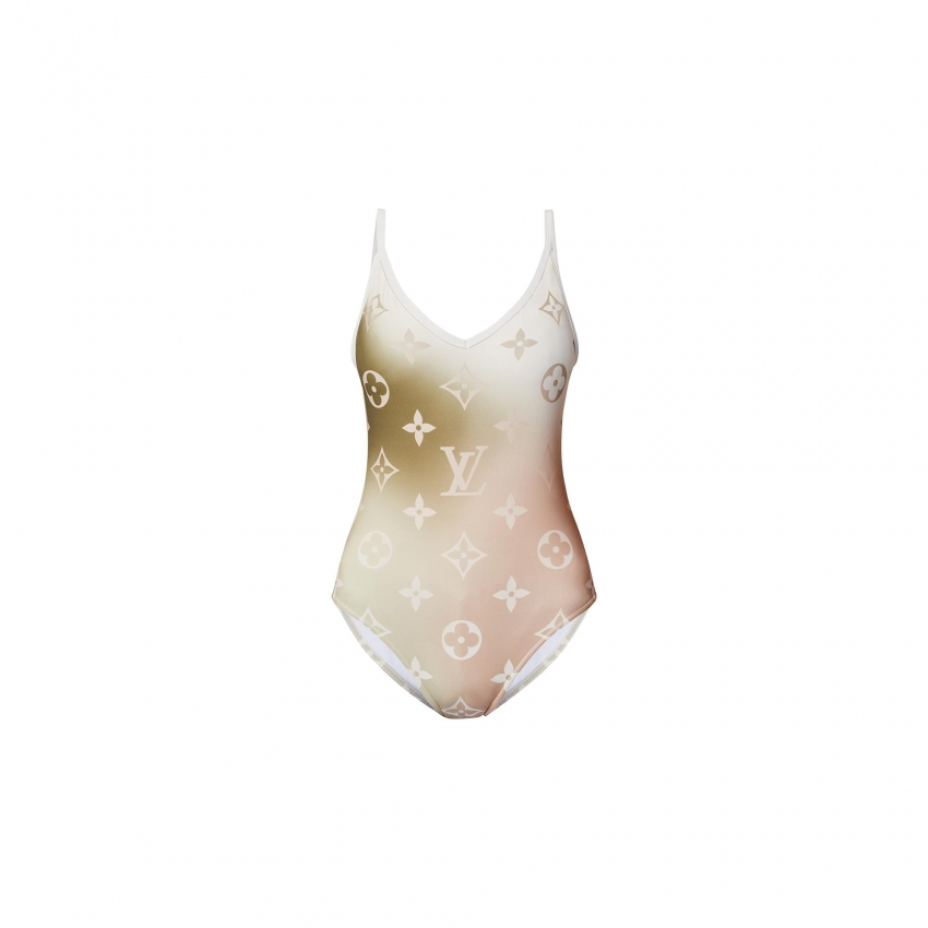 Louis Vuitton Monogram Gradient Cut-Out One-Piece Swimsuit - Women - Ready-to-Wear 1A9X2I beige