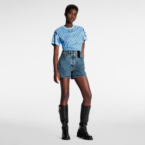 Louis Vuitton Faded Blue Monogram Patch Shorts - Women - Ready-to-Wear 1AA8ZZ