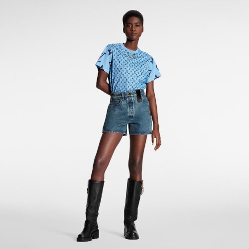 Louis Vuitton Mixed Monogram T-Shirt - Women - Ready-to-Wear 1AA9W3 Sky Blue Louis Vuitton Mixed Monogram T-Shirt - Women - Ready-to-Wear 1AA9W3 Sky Blue