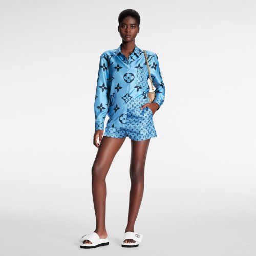 Louis Vuitton Sky Monogram Mini Pajama Shorts - Women - Ready-to-Wear 1AAABN Louis Vuitton Sky Monogram Mini Pajama Shorts - Women - Ready-to-Wear 1AAABN