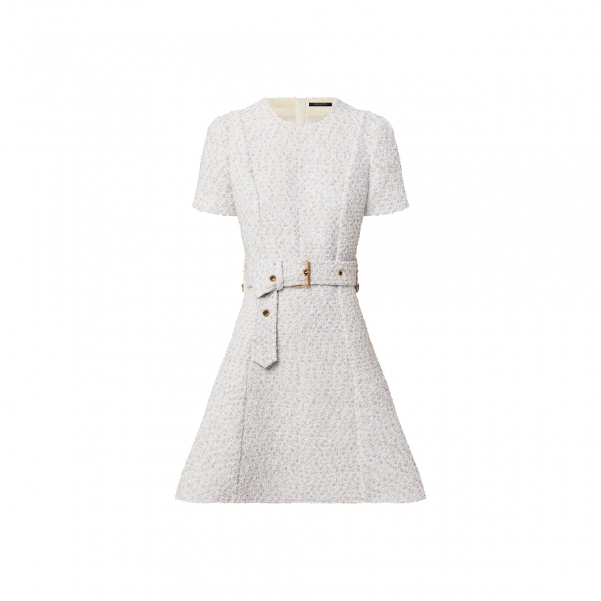 Louis Vuitton Lurex Tweed Belted Skater Dress - Women - Ready-to-Wear 1AAAFP