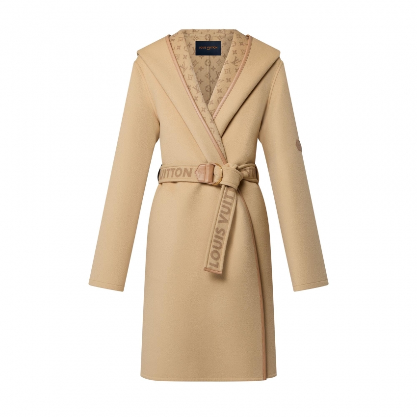 Louis Vuitton Signature Double Face Hooded Wrap Coat - Women - Ready-to-Wear 1AAASI Savane
