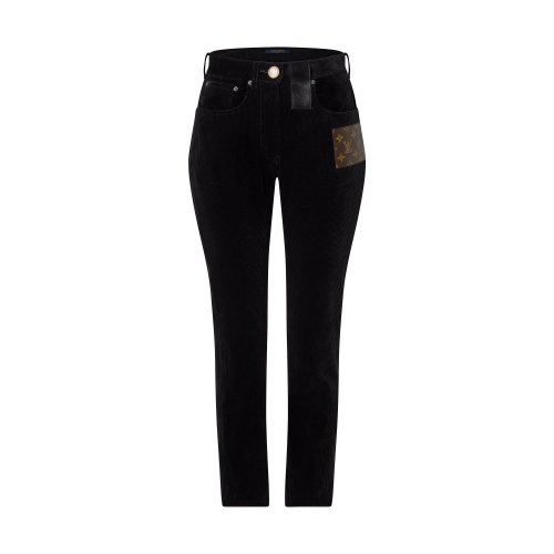 Louis Vuitton Corduroy Monogram Patch Straight-Cut Jeans - Women - Ready-to-Wear 1AALEV