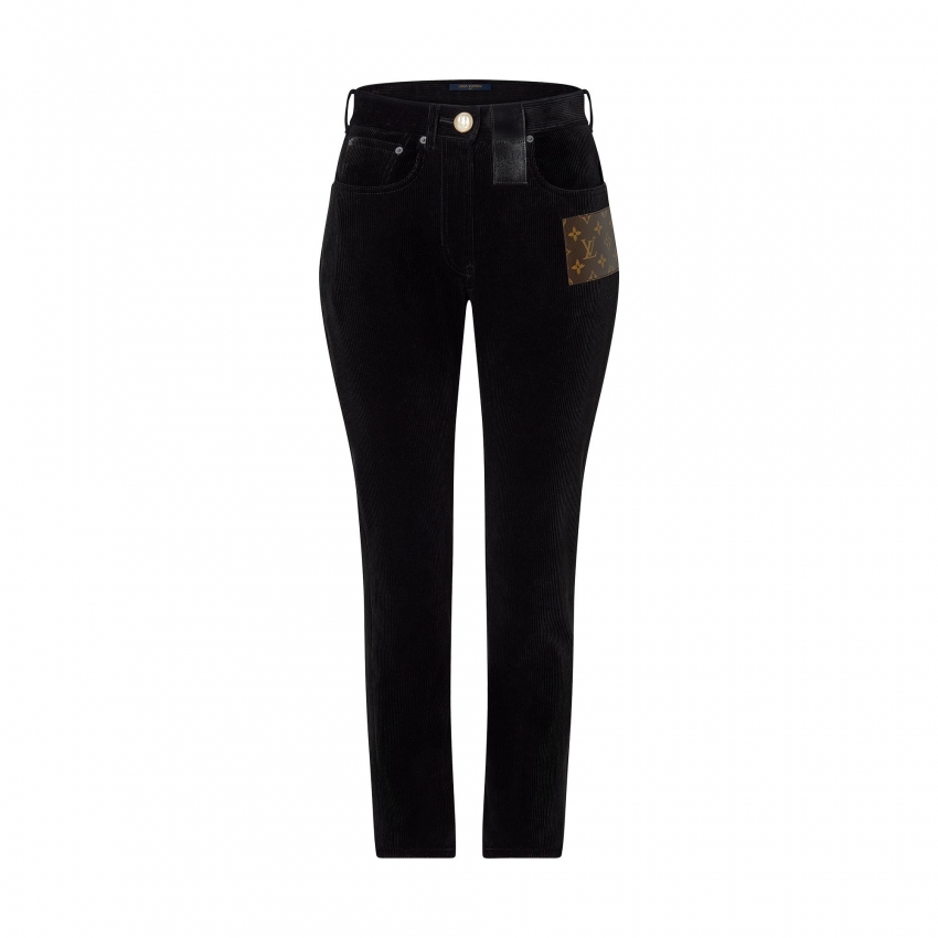 Louis Vuitton Corduroy Monogram Patch Straight-Cut Jeans - Women - Ready-to-Wear 1AALEV