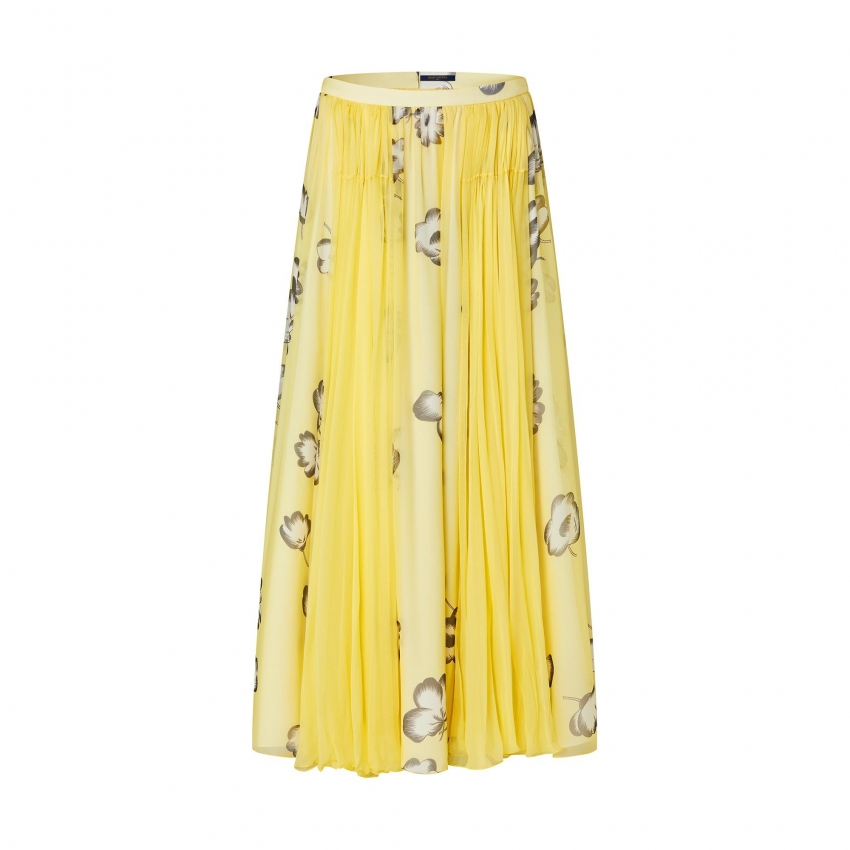 Louis Vuitton Floral Fluid Silk Chiffon Midi Skirt - Women - Ready-to-Wear 1AAMNM
