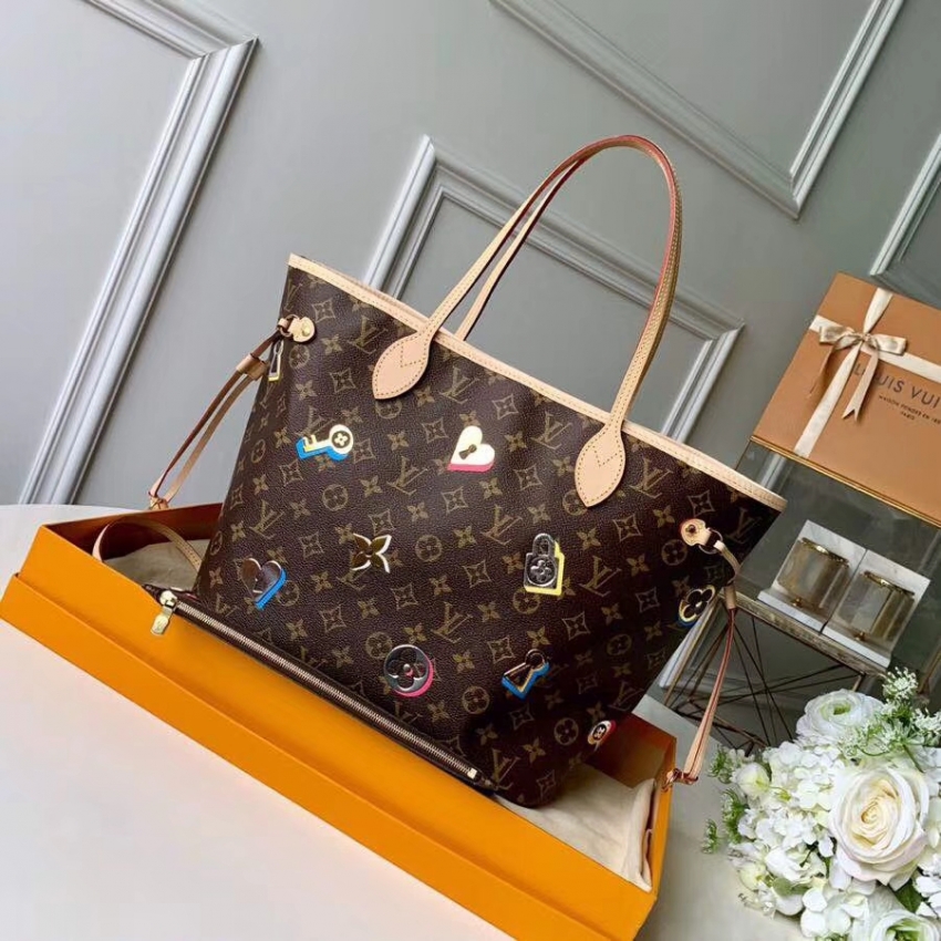 Louis Vuitton Monogram Canvas Love Lock Neverfull MM M44364