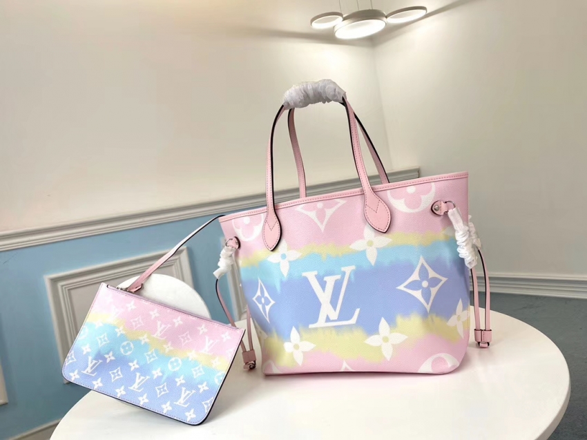 Louis Vuitton Monogram Giant Canvas LV Escale Neverfull MM Tote Bag M45270 Pastel Pink