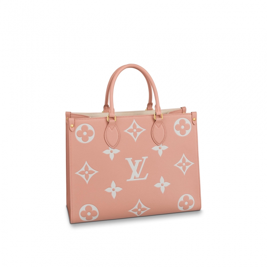 Louis Vuitton OnTheGo MM Bicolor Monogram Empreinte Leather - Women - Handbags M46286 Rose Trianon / Crème