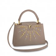 Louis Vuitton Taurillon Leather Capucines PM Handbag M52396 Galet Gray