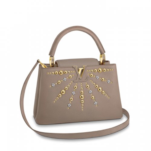 Louis Vuitton Taurillon Leather Capucines PM Handbag M52396 Galet Gray Louis Vuitton Taurillon Leather Capucines PM Handbag M52396 Galet Gray