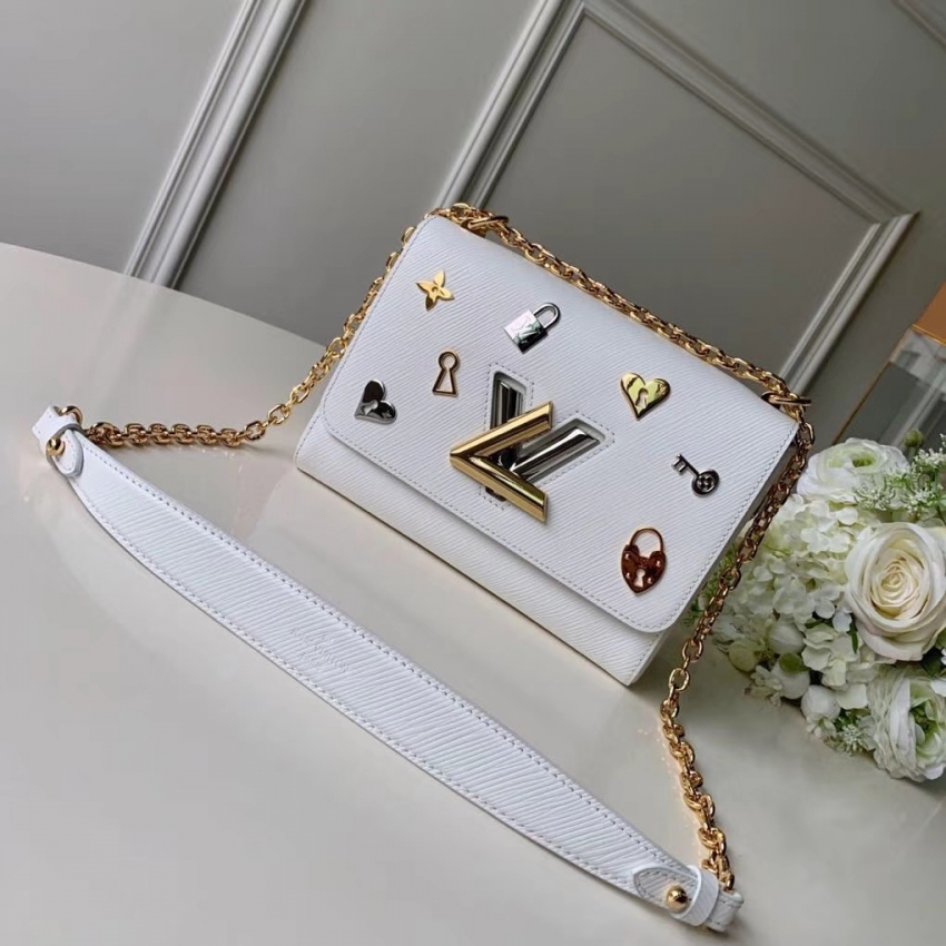 Louis Vuitton Epi Leather Twist MM Love Lock M52890 Blanc White