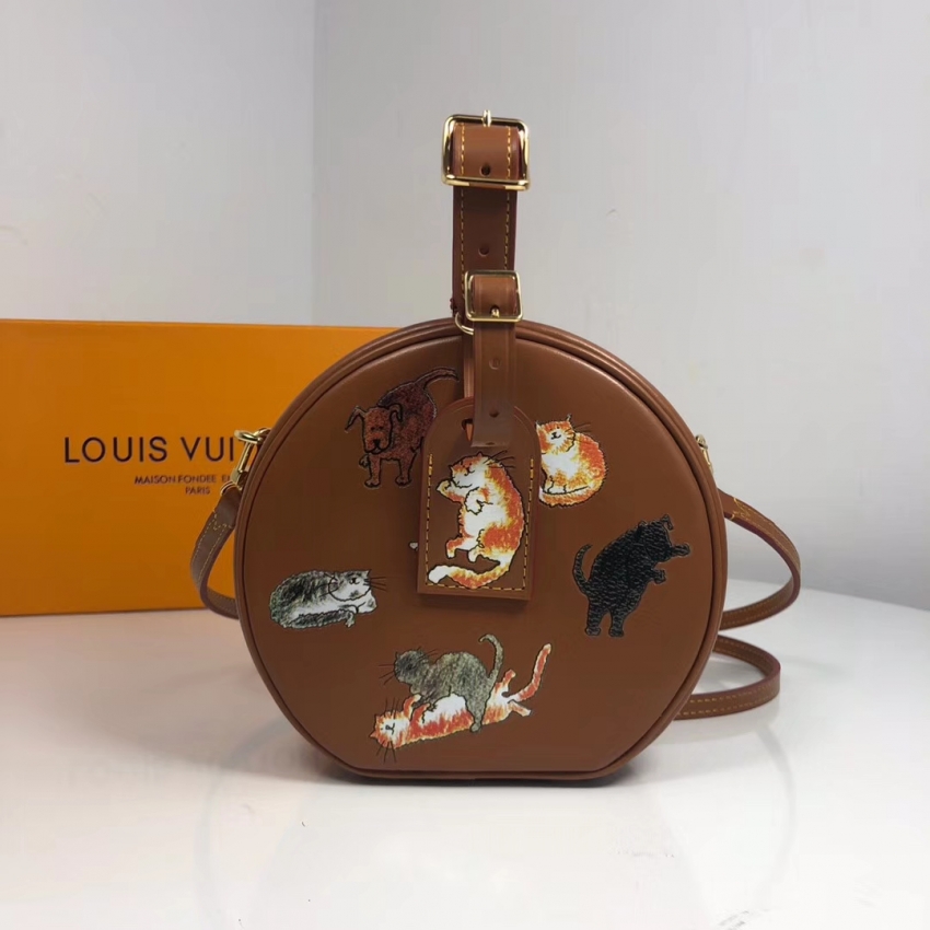 Louis Vuitton Tan Calf-leather Petite Boite Chapeau M52972