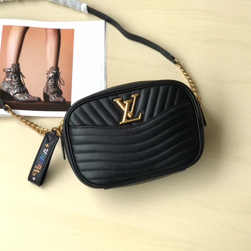 Louis Vuitton Smooth Calf Leather New Wave Camera Bag M53682 Black Noir