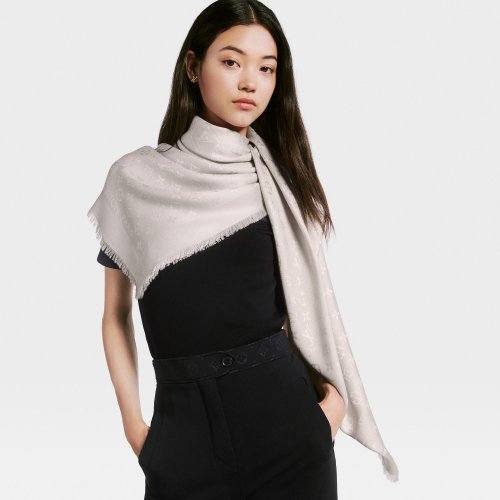 Louis Vuitton Monogram Classic Shawl - Women - Accessories M78161 Pearl Grey