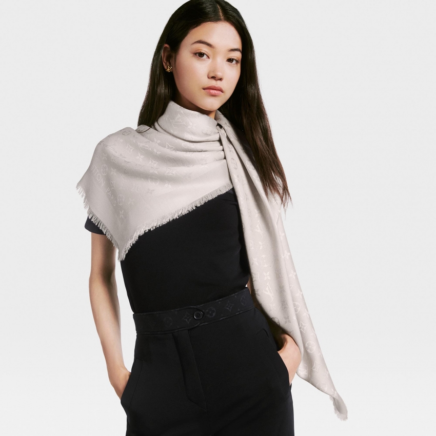 Louis Vuitton Monogram Classic Shawl - Women - Accessories M78161 Pearl Grey