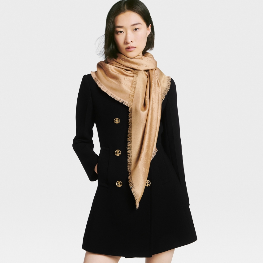 Louis Vuitton Monogram Shine Shawl - Women - Accessories M78189 CARAMEL