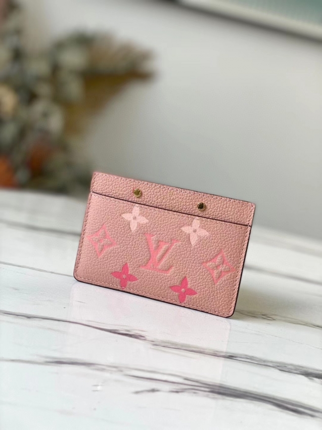 Louis Vuitton Card Holder Monogram Empreinte Leather in Rose - M80401