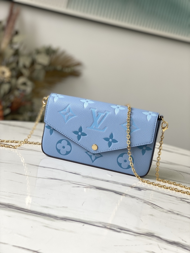 Louis Vuitton Felicie Pochette Monogram Empreinte Leather in Blue - Small Leather Goods M80498BL