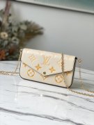 Louis Vuitton Felicie Pochette Monogram Empreinte Leather in Beige - Small Leather Goods M80498