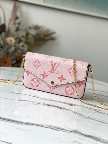 Louis Vuitton Felicie Pochette Monogram Empreinte Leather in Pink - Small Leather Goods M80498PI
