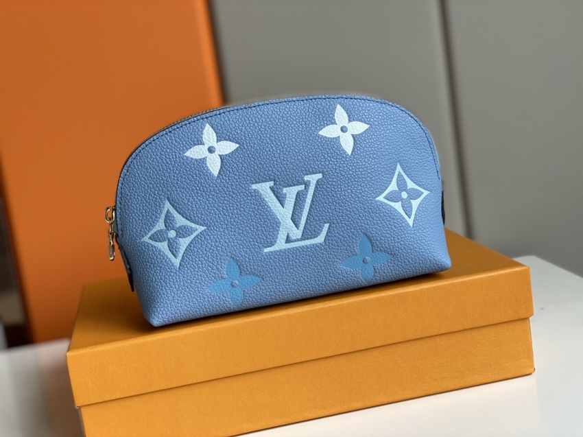 Louis Vuitton Cosmetic Pouch Monogram Empreinte Leather in Blue - Travel M80502BL