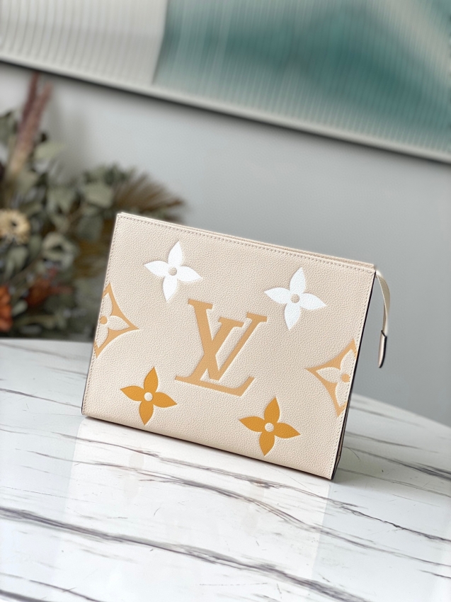 Louis Vuitton Toiletry Pouch 26 Monogram Empreinte Leather in Beige - Travel M80504