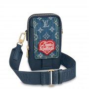 Louis Vuitton Flap Double Phone Pouch Other Leathers in Blue - Men - Small Leather Goods M81060