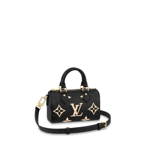 Louis Vuitton Nano Speedy Bicolor Monogram Empreinte Leather - Women - Small Leather Goods M81456 Black/Beige Louis Vuitton Nano Speedy Bicolor Monogram Empreinte Leather - Women - Small Leather Goods M81456 Black/Beige
