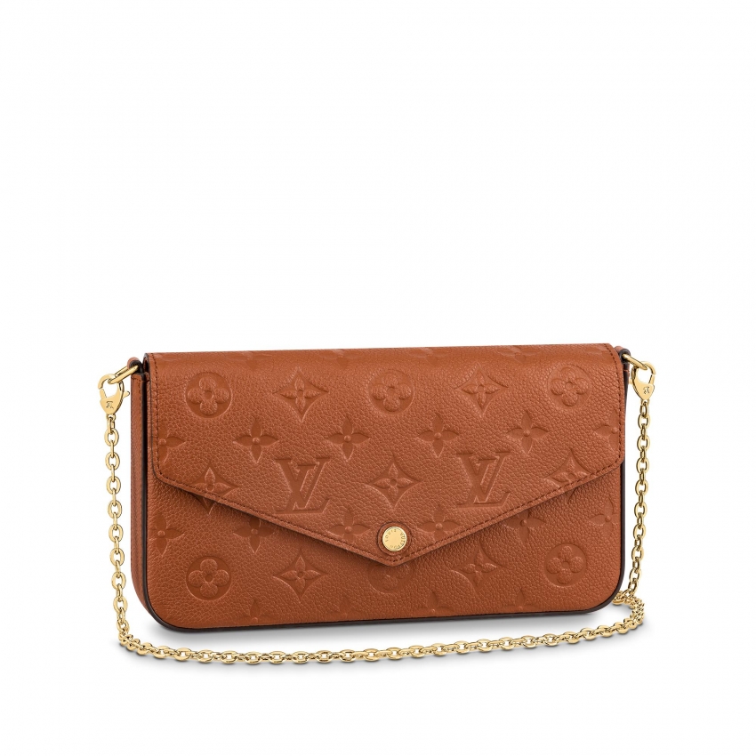 Louis Vuitton Women's Luxury Monogram Leather Pochette Felicie Bag M81531 Cognac
