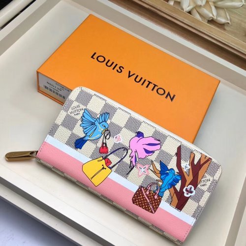 Louis Vuitton Damier Azur Canvas Flying Birds Zippy Wallet N60139 Louis Vuitton Damier Azur Canvas Flying Birds Zippy Wallet N60139