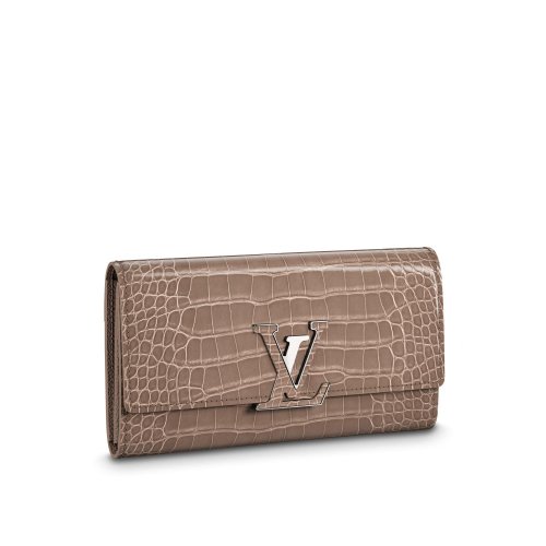 Louis Vuitton Capucines Wallet Crocodilien Brillant in Grey - Women - Small Leather Goods N93896