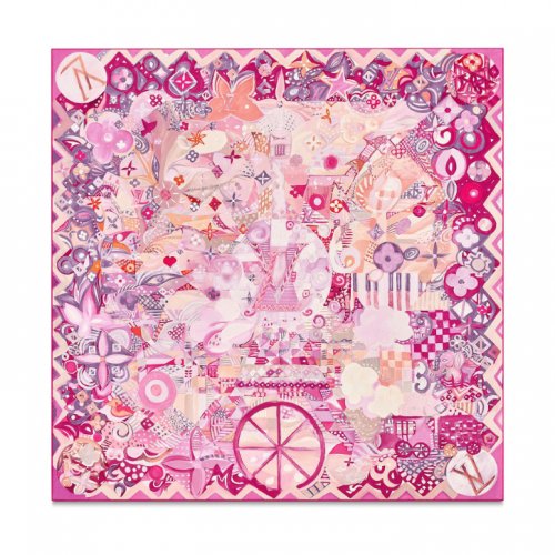 Louis Vuitton Au Fil de l'Eau, des Perles en Toi square silk M71507 Rose Louis Vuitton Au Fil de l'Eau, des Perles en Toi square silk M71507 Rose