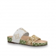 Louis Vuitton Patent Monogram Bom Dia Flat Mule 1A57K1 Blanc/Moka