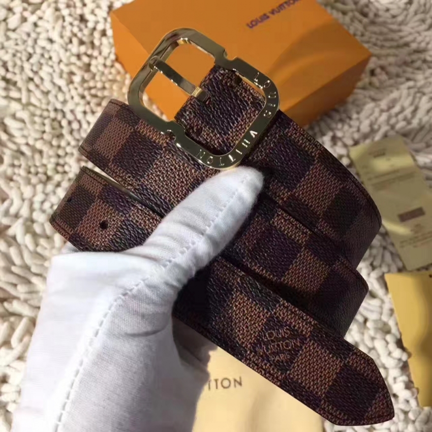Louis Vuitton Damier Ebene Canvas Mini Belt 25MM M9744V Silver