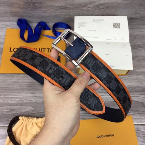 Louis Vuitton Damier graphite Reverso 40MM Reversible Belt M0039U Grey Louis Vuitton Damier graphite Reverso 40MM Reversible Belt M0039U Grey